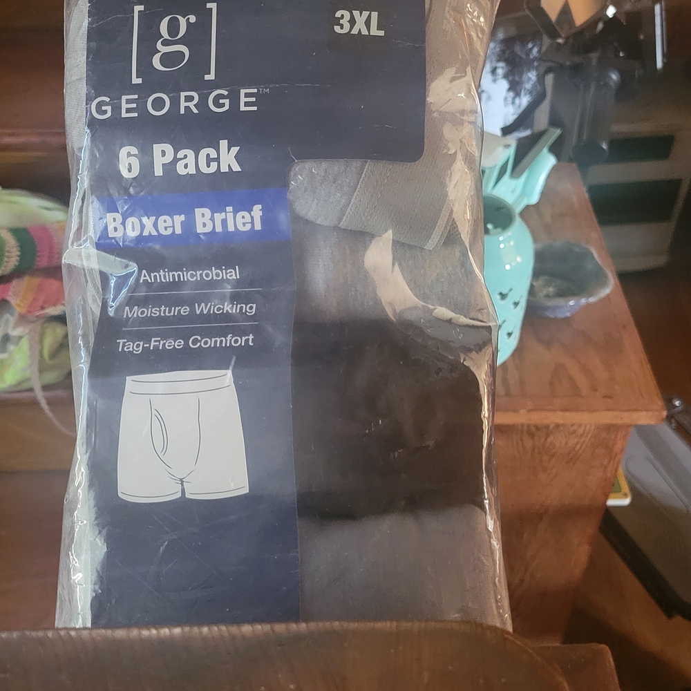 George 6 Pack Boxer Briefs - Black and Gray